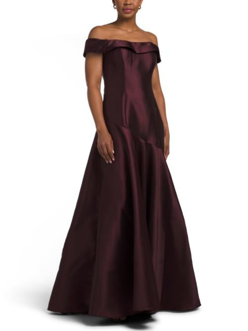 RENE BY RENE RUIZ Off The Shoulder Mikado Dropped Waist Gown